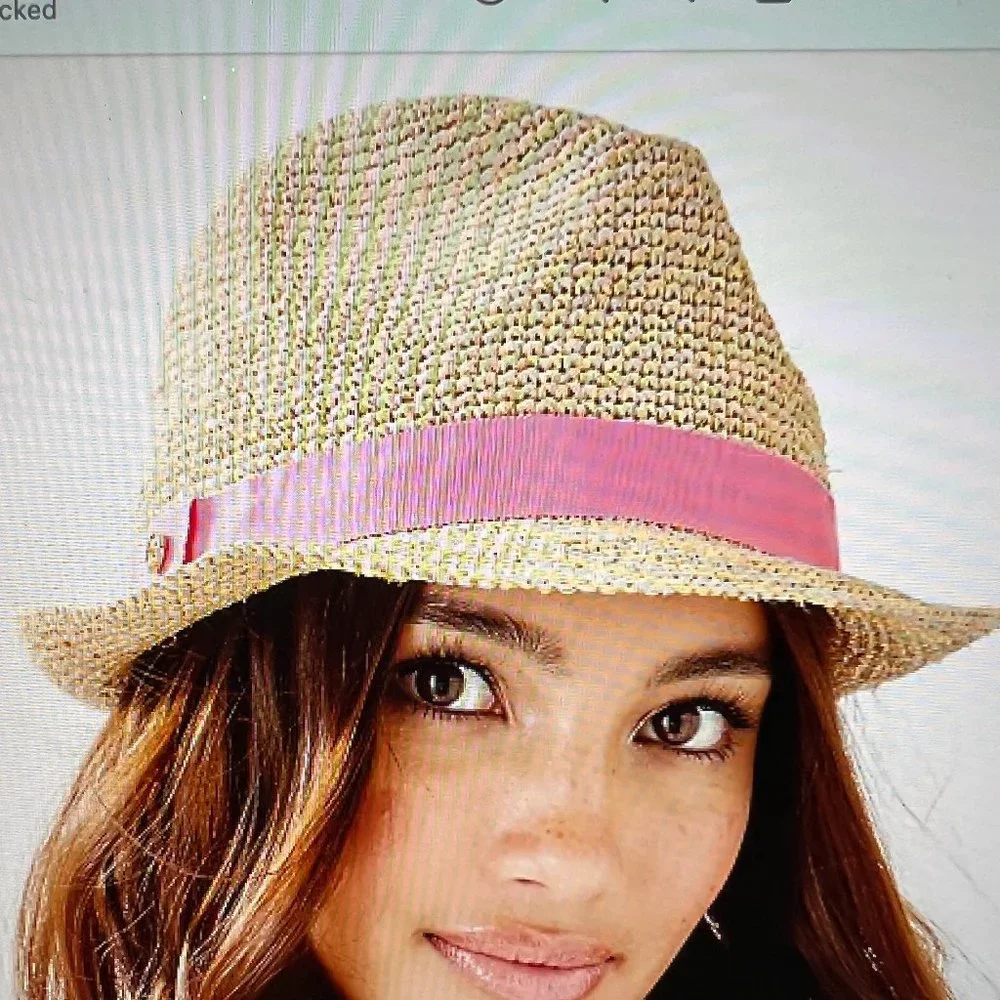 NWT Lilly Pulitzer Poolside Raffia Hat Prosecco Pink
